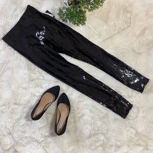 Express Black Sequin Skinny Pants